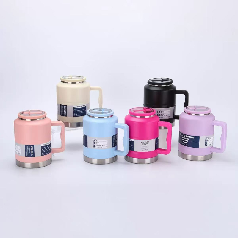 Termoss ar rokturi, vakuuma izolācija, divslāņu konstrukcija, iekšējais 304 nerūsējošais tērauds, ārējais 201 nerūsējošais tērauds