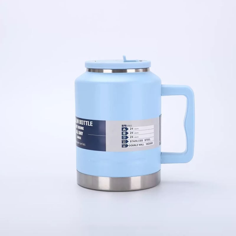 Termoss ar rokturi, vakuuma izolācija, divslāņu konstrukcija, iekšējais 304 nerūsējošais tērauds, ārējais 201 nerūsējošais tērauds