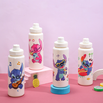 Plastična čaša sa Stitch crtić dizajnom, dvostruka konstrukcija, PC materijal, visoka toplinska otpornost, otisak logotipa