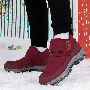 D6789 Unisex zimske cipele za hodanje — gornji dio od umjetne kože i teksta, Velcro zatvarač, dnevni casual stil, zima 2025