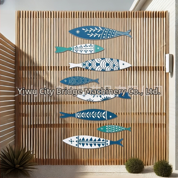 Koka zivju sienas dekors, 8 gab., pašlīmējošs, guļamistabas sienas māksla