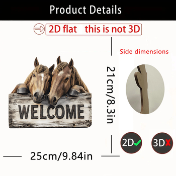 2D plosni znak dobrodošlice konju – umjetno drvo, američki stil, tisak, artikl QL31139