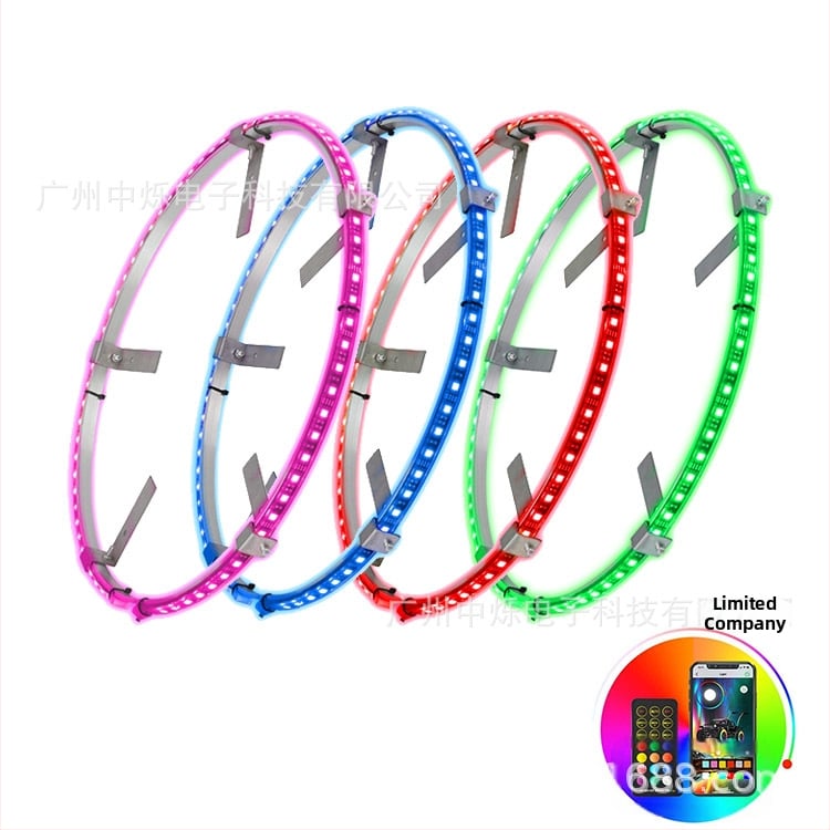 RGB riteņa diska gaisma ZS-WR1, alumīnijs, 12V DC, 36W, attālinātais vadība un lietotnes kontrole, saderīgs ar mazajiem automobiļiem, miniveniem, SUV