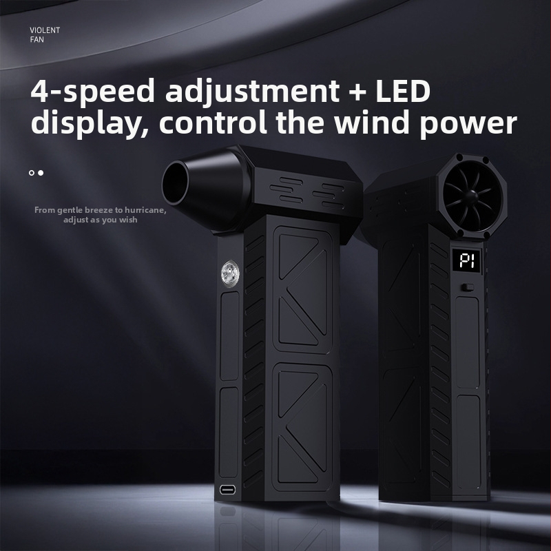 Prenosný zložený táborový ventilátor s bezkartáčovým motorom, 3 rýchlosti, zabudovaná batéria 2000-4000 mAh, bezdrôtové nabíjanie