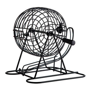 Bingo skaičių maišymo aparatas su besisukančiu ratu – rankinis traukimas, vakarėlio atmosferos stiprinimas, interaktyvus žaislas, plieno ir plastiko konstrukcija