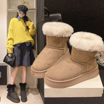 Sniega zābaki ar velūra augšpusi, iekšējā odere ar velūru, gumijas zole, vidēja potītes augstums, apaļa purngala