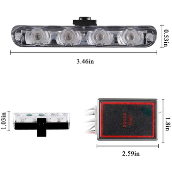 LED auto restes brīdinājuma gaisma ar bezvadu attālināto vadību – 12V, alumīnija sakausējums, četri LED moduļi