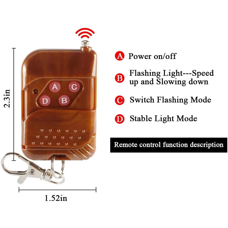 LED auto restes brīdinājuma gaisma ar bezvadu attālināto vadību – 12V, alumīnija sakausējums, četri LED moduļi