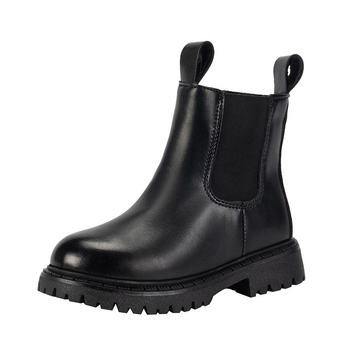 Bērnu Chelsea zābaki no sintētiskās ādas, sānslēdzējs, vidējā garuma zābaki, gumijas zole, vienkrāsains