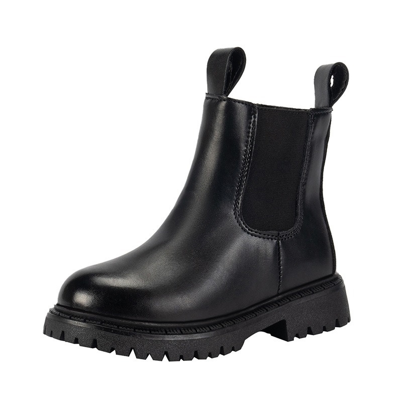 Bērnu Chelsea zābaki no sintētiskās ādas, sānslēdzējs, vidējā garuma zābaki, gumijas zole, vienkrāsains