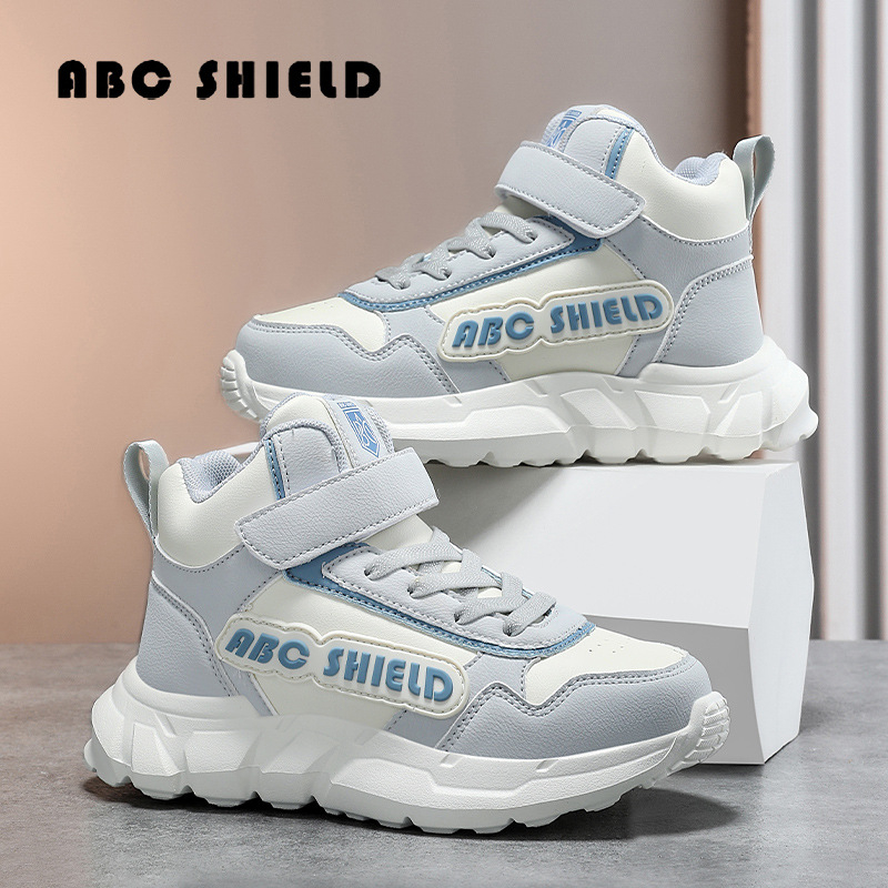 Bērnu augstie sporta apavi no sintētiskās ādas, ar Velcro aizdari, kompozitāla zole, ūdensizturīgi, pretslīdes un nodilumizturīgi