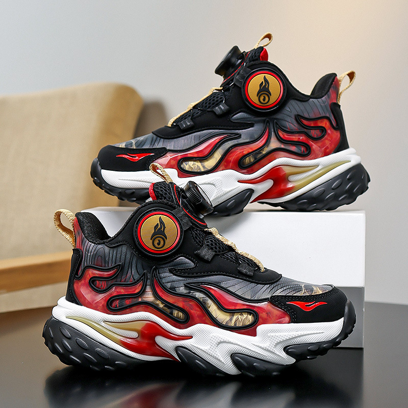 Vaikų bėgimo bateliai, unisex, lengvi ir kvėpuojantys, viršutinė dalis Ultra-Fiber Leather, užsegimas pasukamu mygtuku, MD padas, dryžuotas raštas