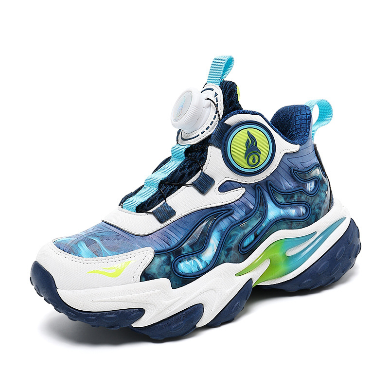 Vaikų bėgimo bateliai, unisex, lengvi ir kvėpuojantys, viršutinė dalis Ultra-Fiber Leather, užsegimas pasukamu mygtuku, MD padas, dryžuotas raštas