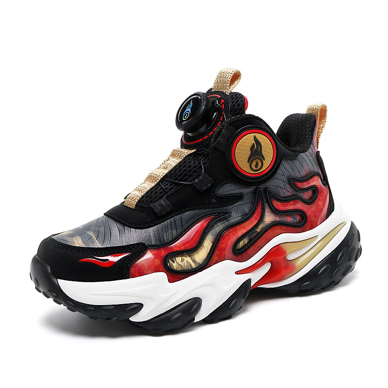 Vaikų bėgimo bateliai, unisex, lengvi ir kvėpuojantys, viršutinė dalis Ultra-Fiber Leather, užsegimas pasukamu mygtuku, MD padas, dryžuotas raštas