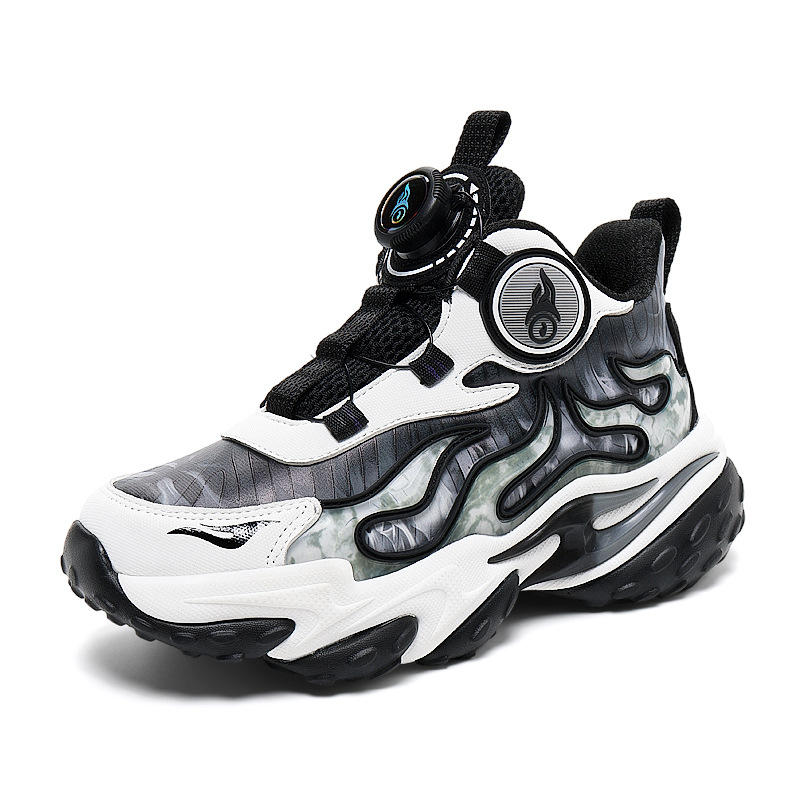 Vaikų bėgimo bateliai, unisex, lengvi ir kvėpuojantys, viršutinė dalis Ultra-Fiber Leather, užsegimas pasukamu mygtuku, MD padas, dryžuotas raštas