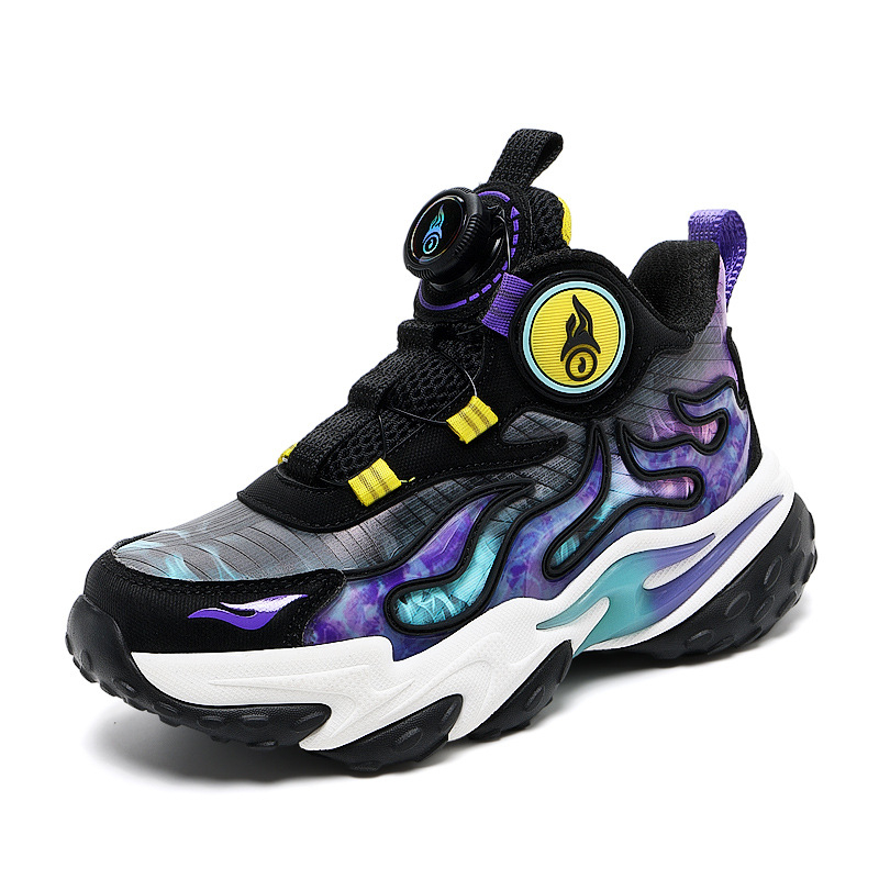 Vaikų bėgimo bateliai, unisex, lengvi ir kvėpuojantys, viršutinė dalis Ultra-Fiber Leather, užsegimas pasukamu mygtuku, MD padas, dryžuotas raštas