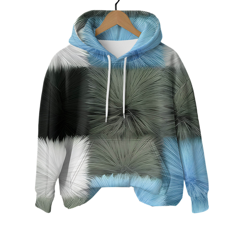 Muški hoodie s kapuljom, 3D digitalni tisak kariranog uzorka, 96% poliester, 180–250 g težine, labav kroj