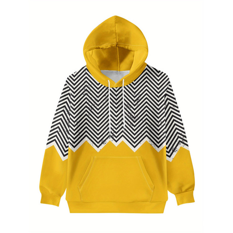 Muški hoodie s kapuljom, 3D digitalni tisak kariranog uzorka, 96% poliester, 180–250 g težine, labav kroj