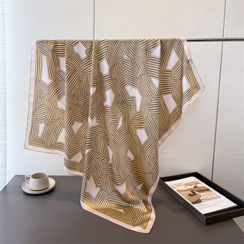 Didelis kvadratinis šalikas, 100% poliesteris, paprasta audimo kryptis, spauda, miesto kasdienis stilius, ruduo 2025