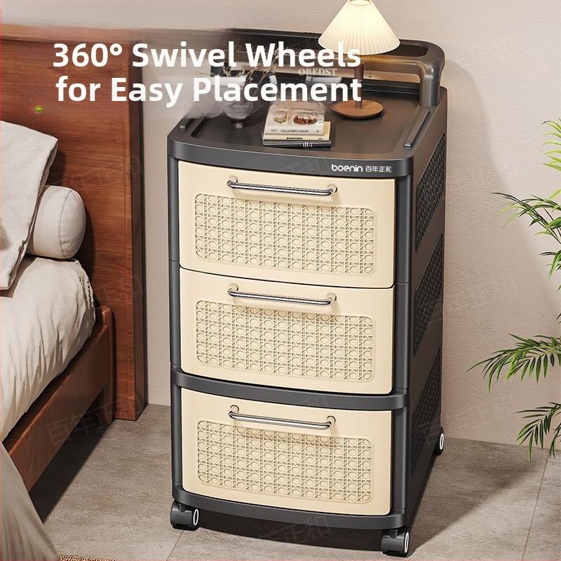 Prenosný plastový podový vozík na uloženie s viac než 8 vrstiev, nordický štýl, na kozmetiku