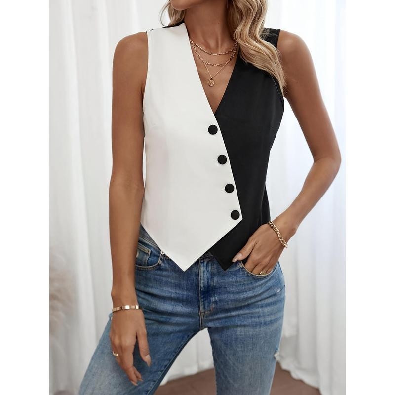 Bez piedurknēm top ar V formas kaklu un atvērtu muguru, brīvs piegriezums, svītrainais lina audums, brīvdienu stils