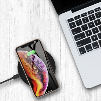 Stalo apvalus belaidis įkroviklis 10W, QC3.0, 1.2A išvestis, suderinamas su Apple, Huawei ir Xiaomi