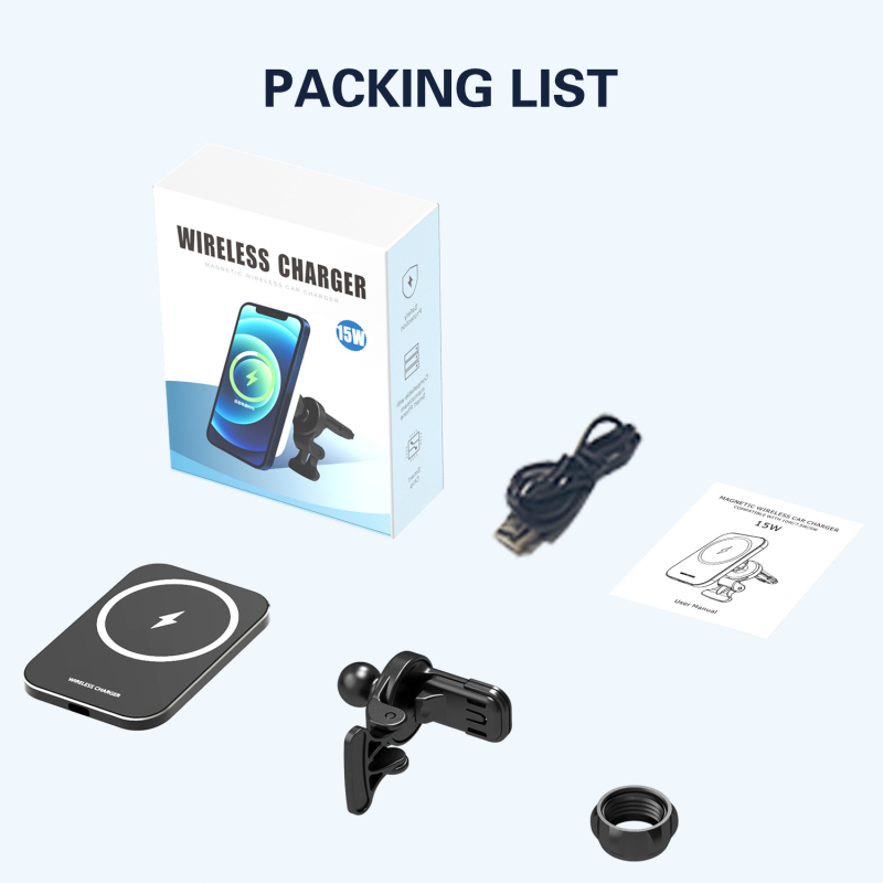 Bezvadu auto turētājs ar universālu savietojamību, modeļa M9, QC3.0, 15W, CE ROHS FCC sertifikāti