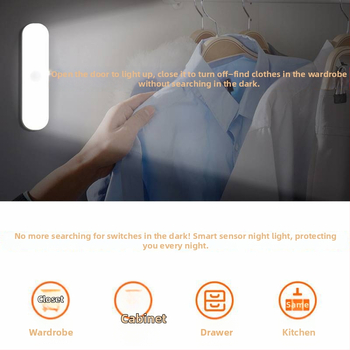 HY-P03 LED svjetlo za ormar s senzorom pokreta, magnetsko pričvršćivanje, traka oblika, 120° raspon detekcije, USB napajanje 5V