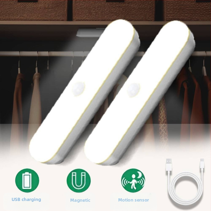 HY-P03 LED лампа за шкаф с датчик за движение, магнитно закрепване, лентаообразна форма, 120° широк ъгъл на детекция, захранване USB 5V