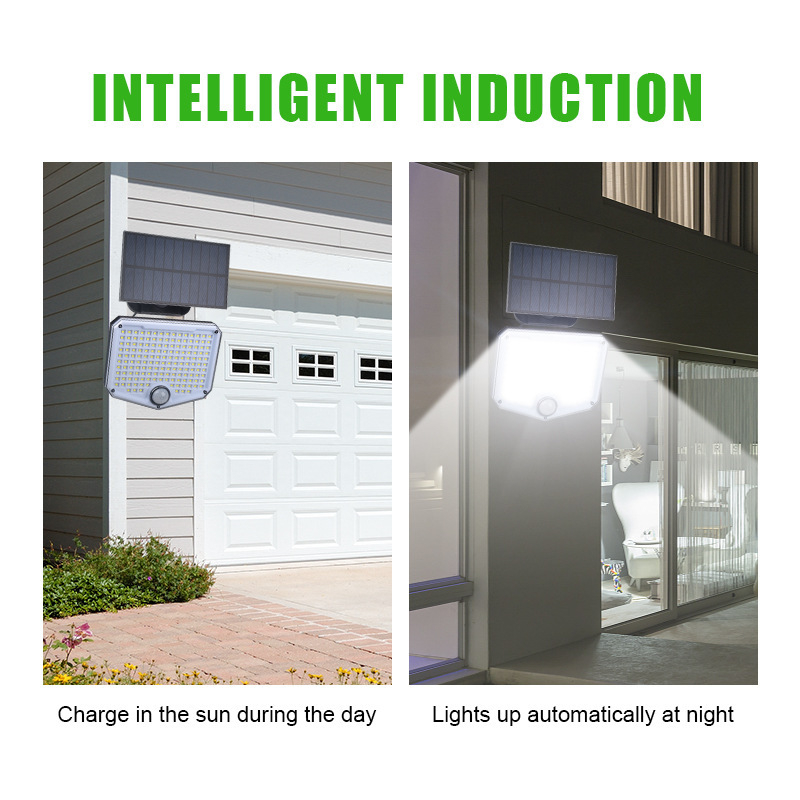 Saules LED ārējā sienas gaisma ar kustības sensoru, IP65 ūdensizturīga, 10W, 1.2V