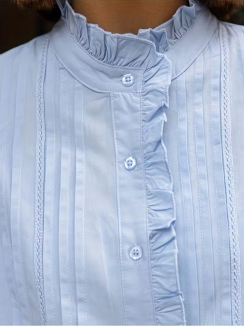 Blūze ar lampasveida piedurknēm, apļveidīgs kakls, elegants ikdienas stils, 95% poliesters