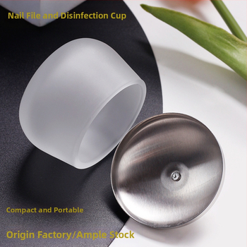 Matēts stikla nagu dezinficēšanas kauss ar nerūsējošā tērauda vāku – apaļš nagu kopšanas mazgāšanas kauss, 84 g