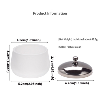 Matēts stikla nagu dezinficēšanas kauss ar nerūsējošā tērauda vāku – apaļš nagu kopšanas mazgāšanas kauss, 84 g