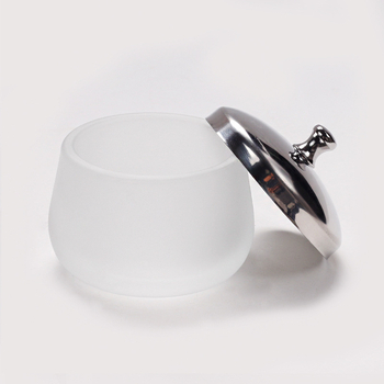 Matēts stikla nagu dezinficēšanas kauss ar nerūsējošā tērauda vāku – apaļš nagu kopšanas mazgāšanas kauss, 84 g