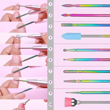 Nagu frēžu komplekts, 9 gab., diamenta slīpēšanas galviņas, DX077