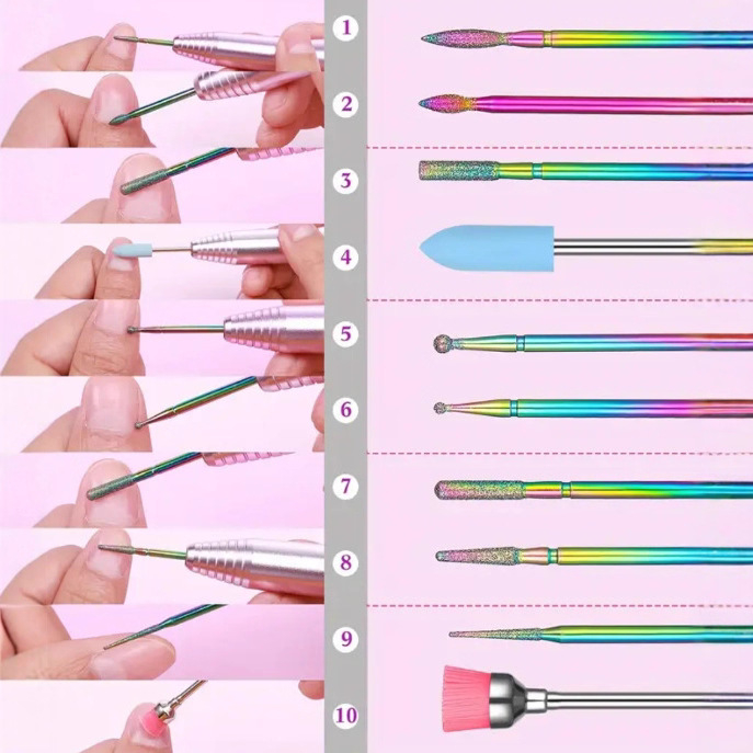 Nagu frēžu komplekts, 9 gab., diamenta slīpēšanas galviņas, DX077