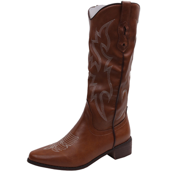 Sieviešu bruņinieku zābaki - apaļa purngala, resns papēdis, 3-5 cm papēža augstums, PU augšdaļa, augsts kājs