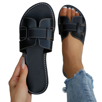 Sieviešu vienas siksnas sandales, korejiskais stils, TPR zole, iekšējais materiāls mākslīgā āda, zoles biezums 0–3 cm