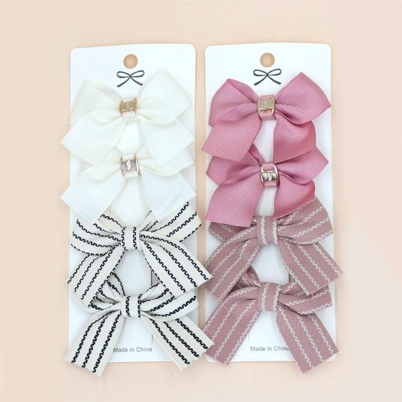 Σετ 8 κλιπ μαλλιών με φιόγκο-πεταλούδα, πολυεστέρας, κατάλληλο για όλους, βρετανικό στυλ