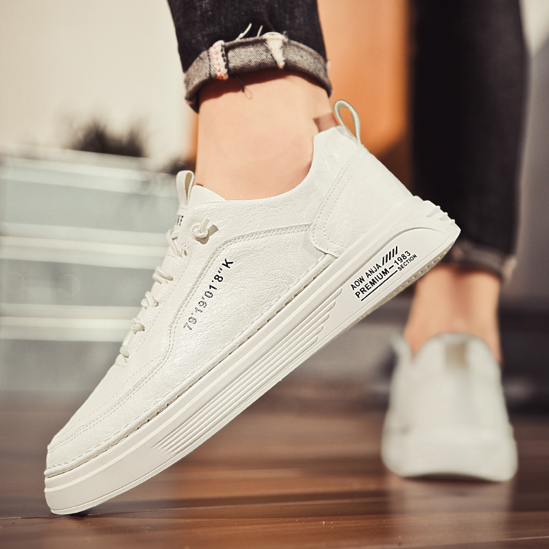 Vīriešu sportiskas ikdienas kurpes no mākslīgās ādas, ar priekšējām šņūrēm, apaļa purngala, vidēji augsta papēža 3–5 cm, brīvs stils, piemērotas visām sezonām.