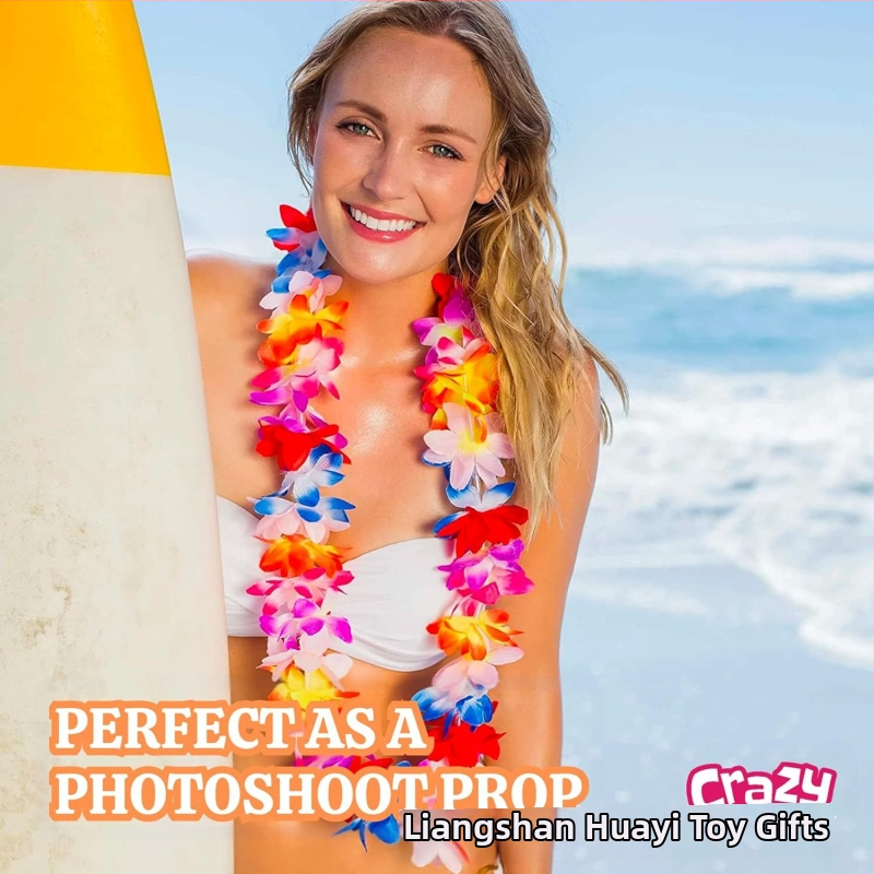 Хавайски лей за танцово изпълнение, ръчно изработен от плат с цветя, персонализируем, марка Huayi, реквизит за грим и костюм