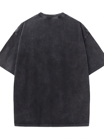 T-krekls ar apļu kaklu, brīvs piegriezums, 100% kokvilna, galvaskausa zīmējums