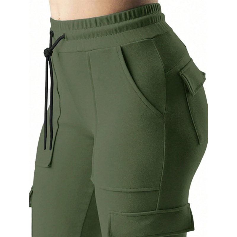 Casual pletene hlače s VRPcom za vezivanje, elastični pojas, fleece podstava, Lycra tkanina, duge hlače