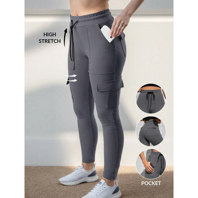 Casual pletene hlače s VRPcom za vezivanje, elastični pojas, fleece podstava, Lycra tkanina, duge hlače