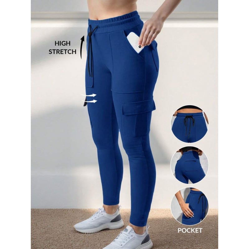 Casual pletene hlače s VRPcom za vezivanje, elastični pojas, fleece podstava, Lycra tkanina, duge hlače