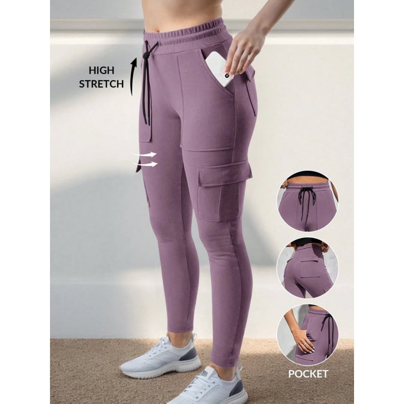 Casual pletene hlače s VRPcom za vezivanje, elastični pojas, fleece podstava, Lycra tkanina, duge hlače