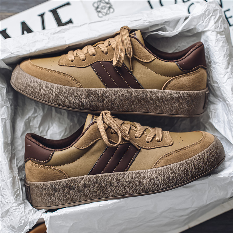 Vīriešu velūra kedas, Korejas stila, apaļš purns, vulkanizēta gumijas zole, zemā potīte