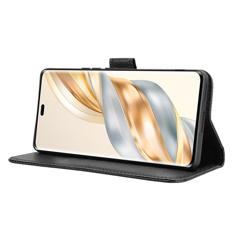 Klamshell flip vāciņš ar dimanta rakstu ādu, TPU+ādas konstrukcija, karšu nodalījums, pret triecieniem un kritieniem, piemērots Honor X60 Pro / X9C / Magic7 Lite