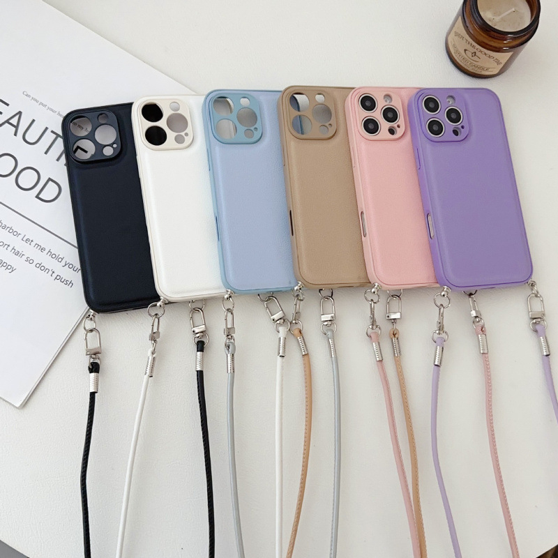 iPhone vāciņš ar lanyardu, minimālistisks All-Inclusive stils, TPU materiāls, izturīgs pret nolietojumu un kritieniem, saderīgs ar iPhone 14/14 Pro/14 Pro Max, smidzinātais pārklājums