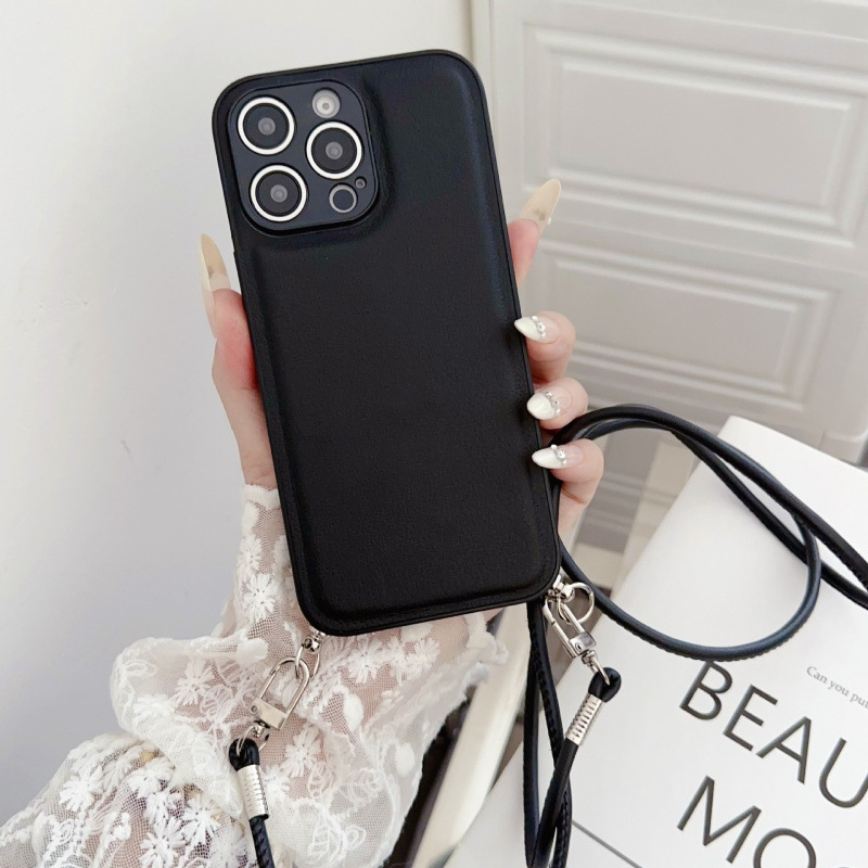 iPhone vāciņš ar lanyardu, minimālistisks All-Inclusive stils, TPU materiāls, izturīgs pret nolietojumu un kritieniem, saderīgs ar iPhone 14/14 Pro/14 Pro Max, smidzinātais pārklājums